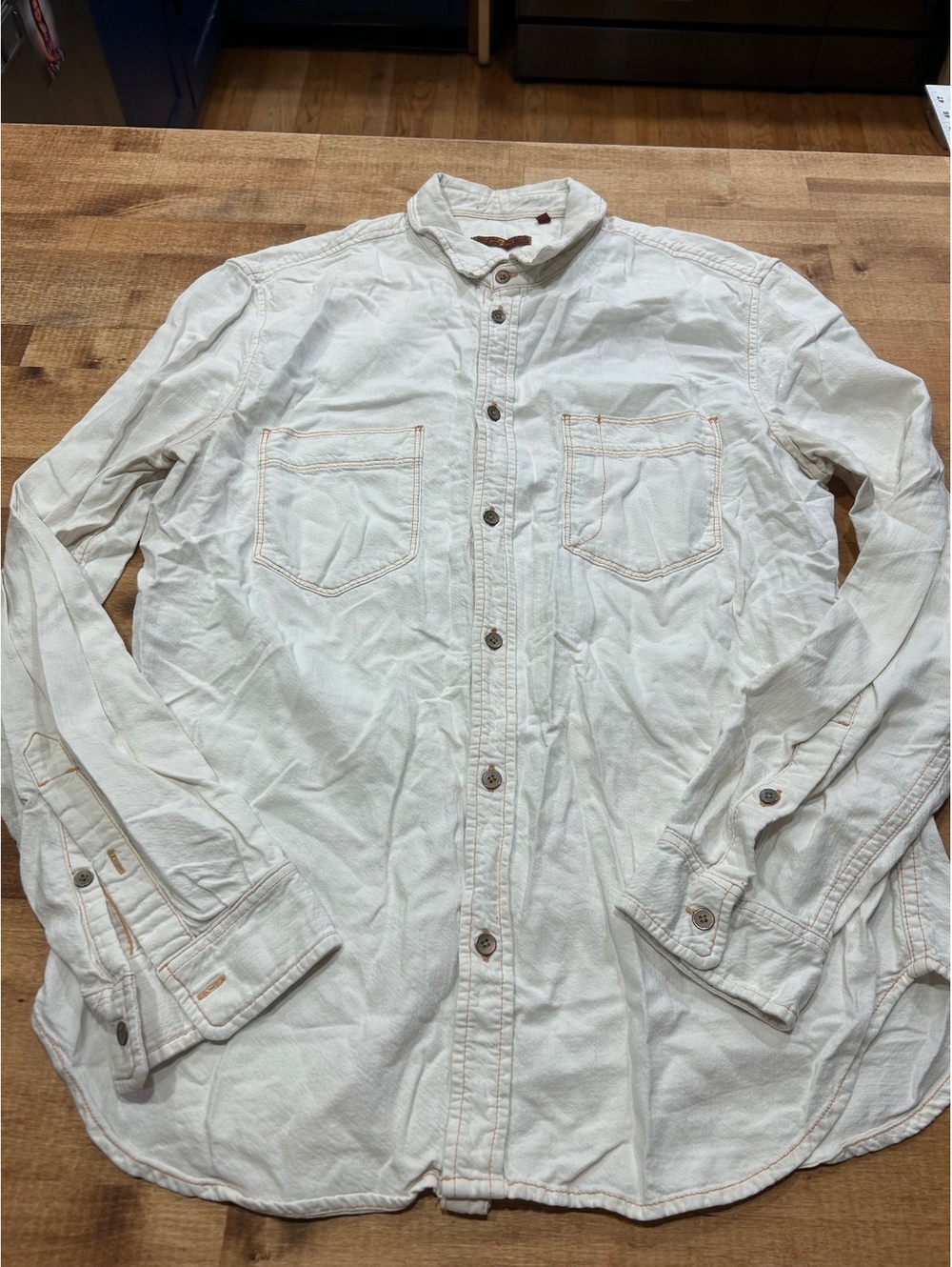 7 for all mankind White 100% Cotton Button-Up Shirt size large